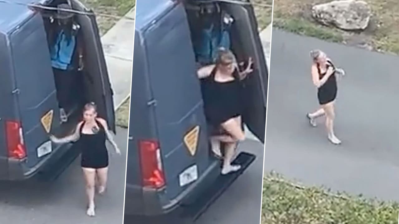 Despiden a chofer de Amazon tras video viral de una mujer saliendo de la parte trasera de su camión