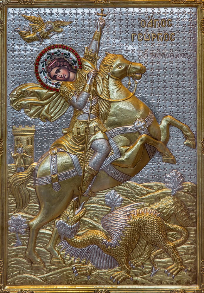 Ante todos los habitantes, Jorge dijo que Dios le había ayudado a vencer al dragón y que no iba a regresar a torturarles, siempre y cuando entregaran su vida al Señor, se bautizaran y se convertían al cristianismo, dejando atrás sus viejas creencias. El pueblo aceptó y fue cuando Jorge dio el "tiro de gracia" al demonio, atravesándolo con su espada.