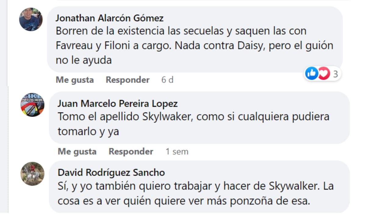 Reacciones de fans de 'Star Wars'.