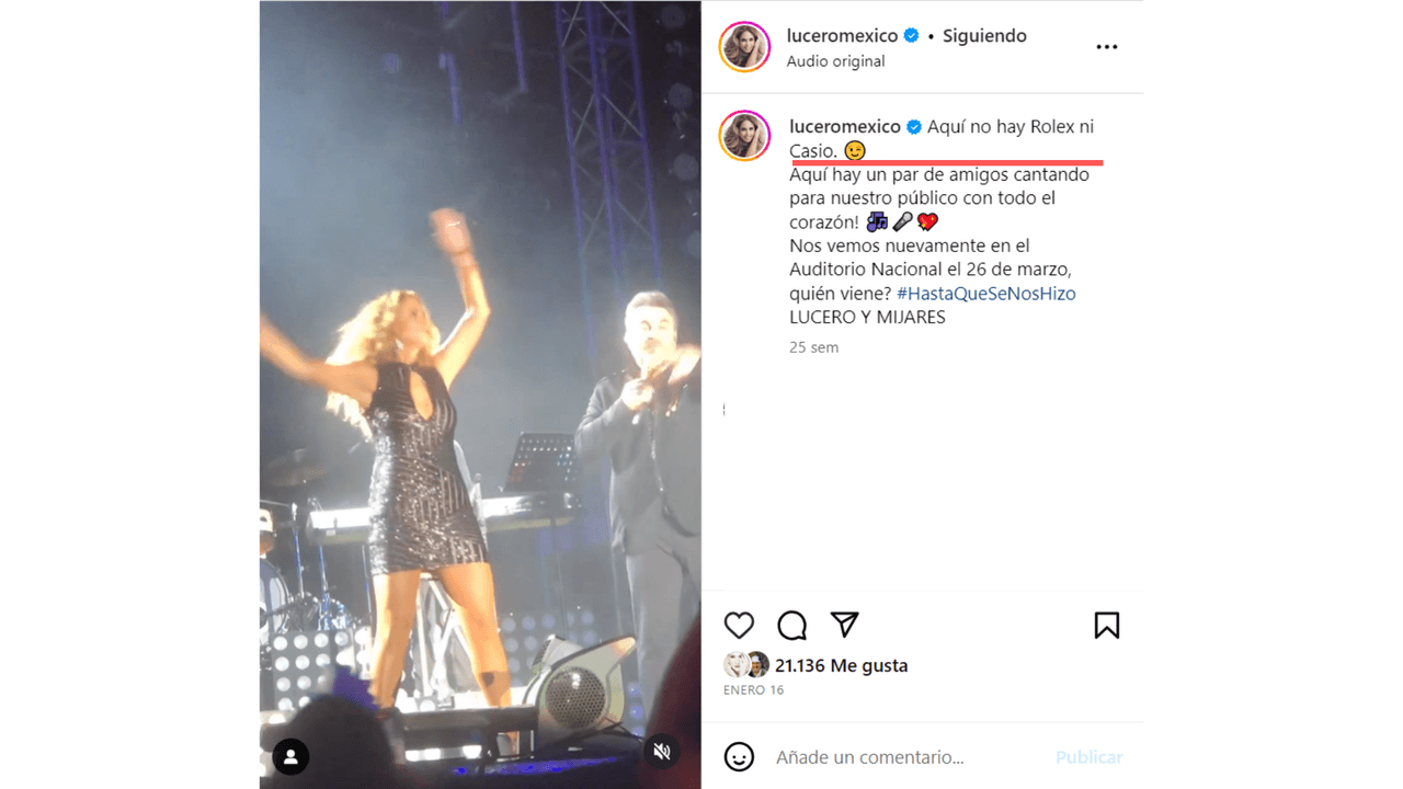 Lucero aseguró que en su relación con Mijares "no hay Rolex ni Casio"