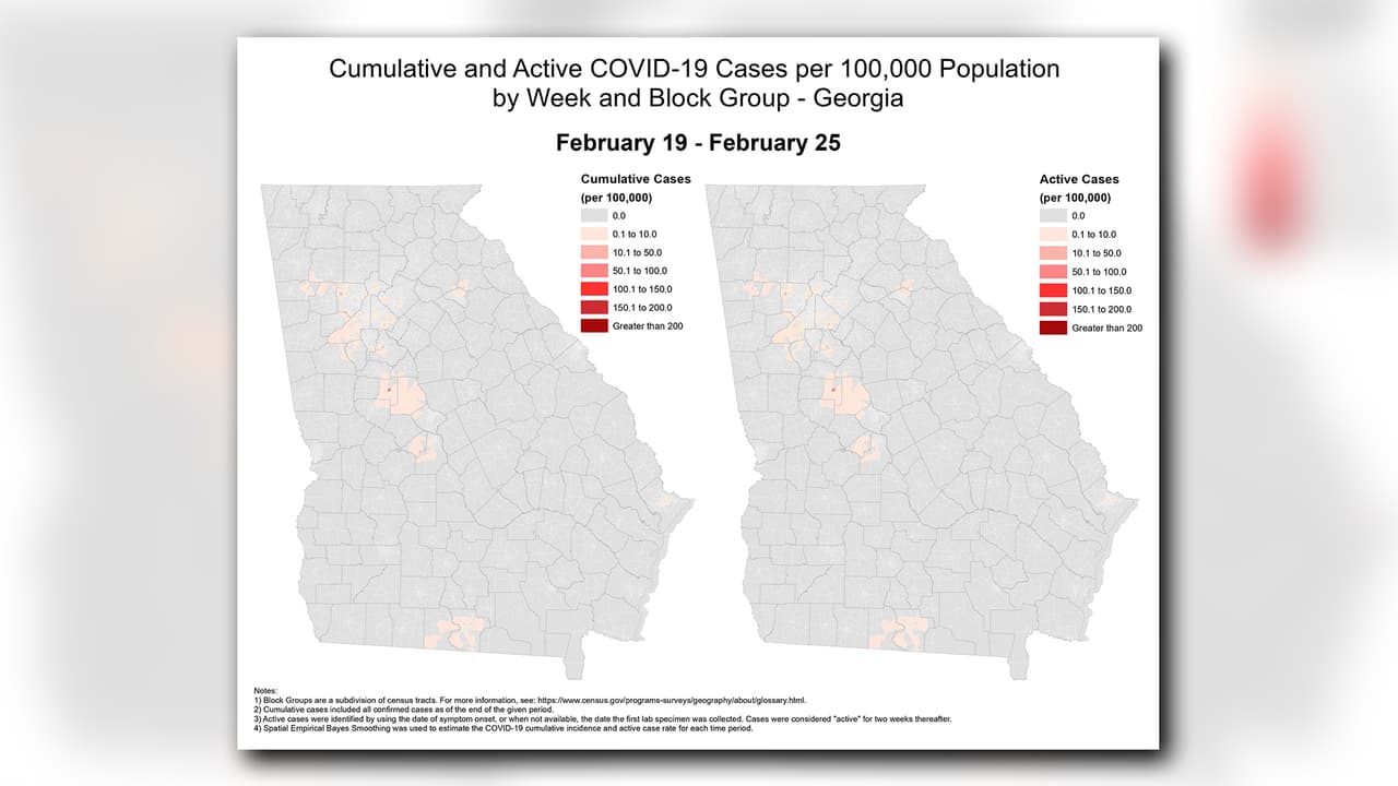 Semana 1: Del 19 de febrero al 25 de feberero. En ocho semanas se han contabilizado 22,147 contagios de coronavirus en Georgia.