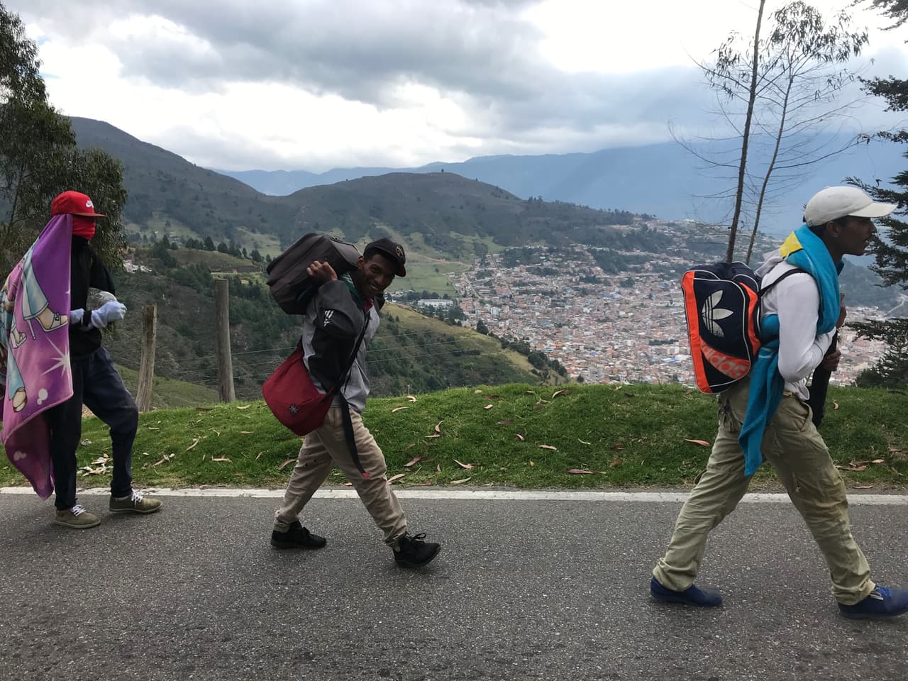Venezuelans walking the refugee trail in the Colombian Andes.