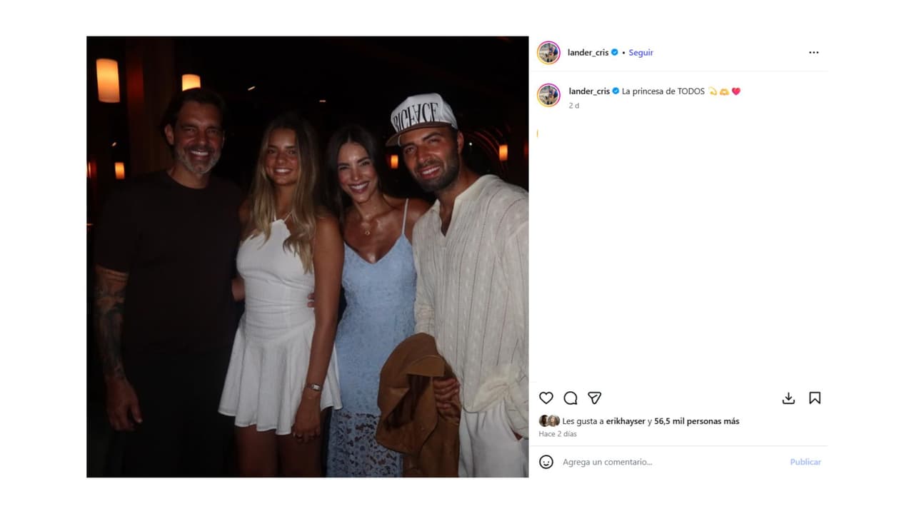 Gaby Espino y su hija con Cristóbal Lander y Jencarlos Canela.