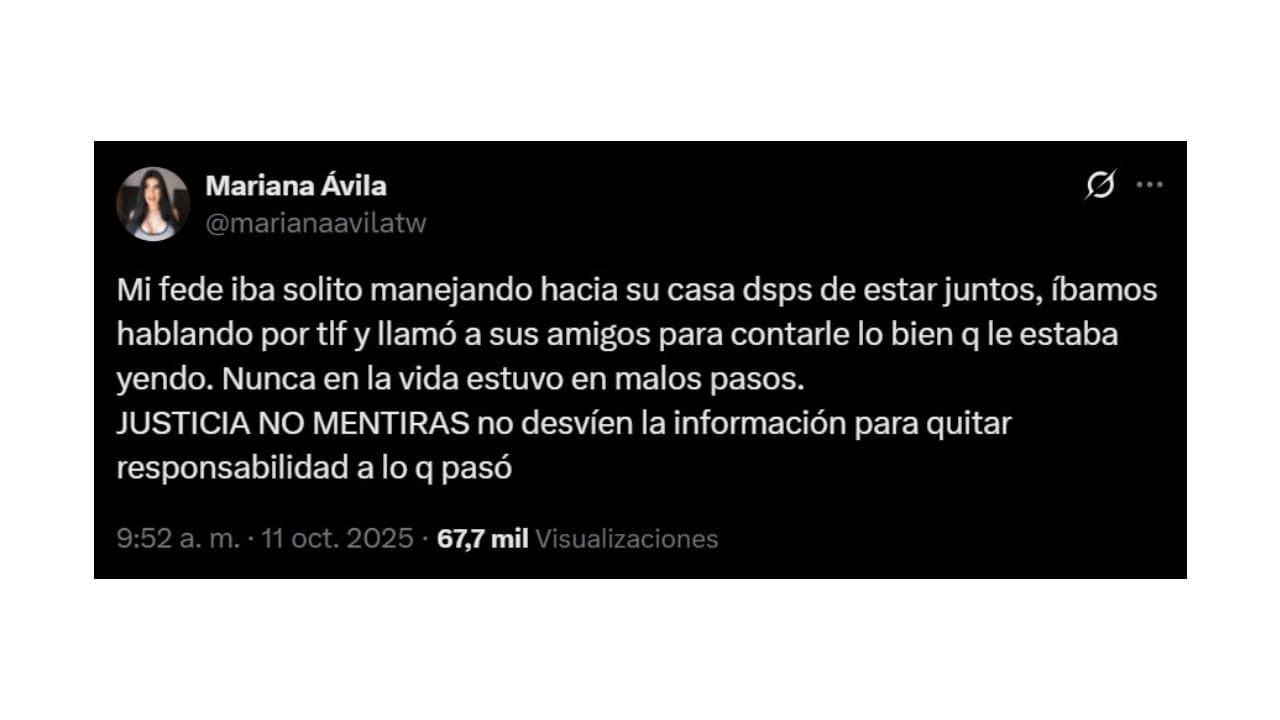 Mariana Ávila puso un alto a las especulaciones sobre la muerte de su novio Fede Dorcaz.