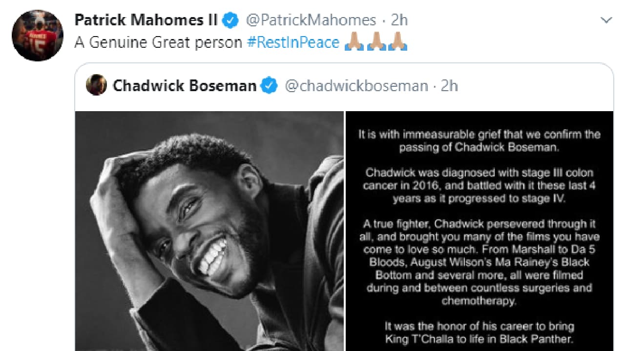 Los deportistas reaccionaron al fallecimiento del actor quien protagonizara ‘Black Panther’.