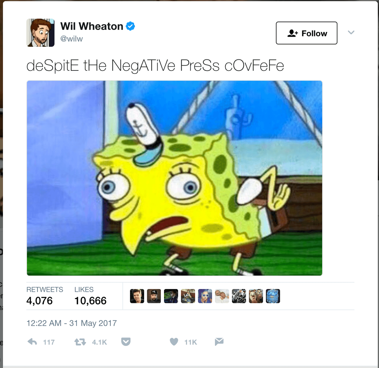 <a href="https://twitter.com/wilw/status/869770986102468609">Fuente</a>.