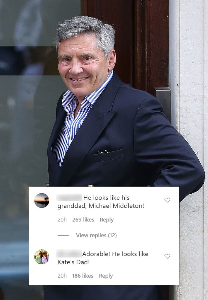 Según algunos usuarios,
<b>Louis tiene los mismos rasgos que su abuelo materno, Michael Middleton</b>. "Se parece a su abuelo Michael Middleton", "¡Adorable! Se parece al papá de Kate", se lee en algunos de los mensajes.
<br>