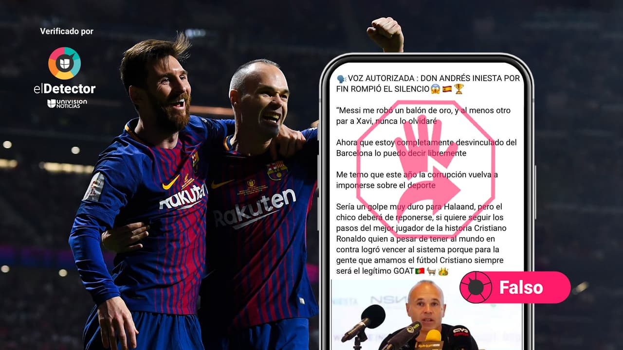 Es falso que Andrés Iniesta haya dicho que Messi le robó un Balón de Oro o que Cristiano Ronaldo es el "mejor jugador de la historia”