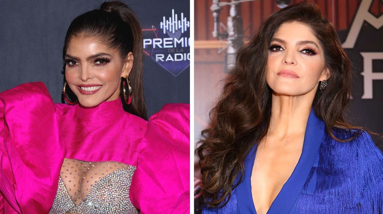 Ana Bárbara presumió su figura con un escote hasta el ombligo en un traje sastre satinado