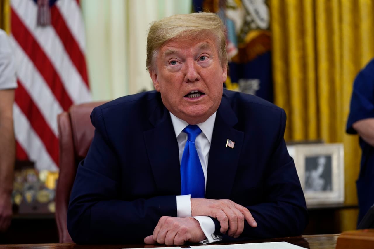 President Donald Trump speaks during an event to sign a proclamation in honor of World Nurses Day, in the Oval Office of the White House, Wednesday, May 6, 2020, in Washington. (AP Photo/Evan Vucci)