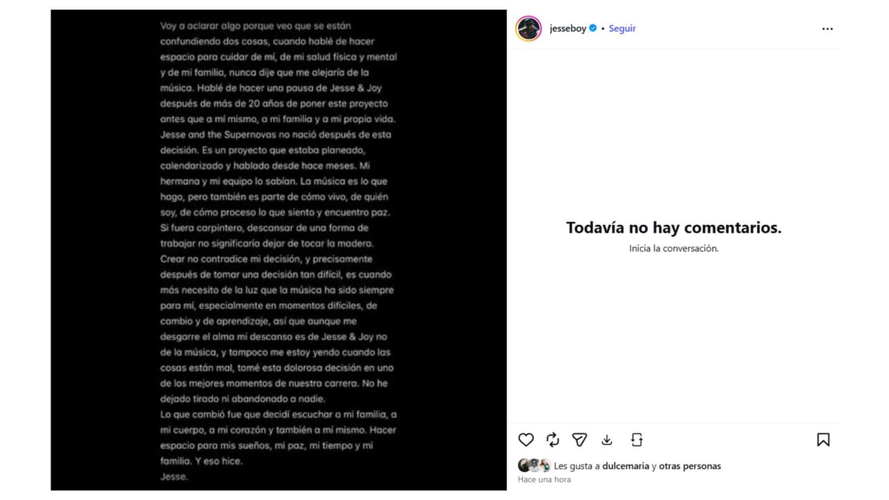 El comunicado de Jesse Huerta.