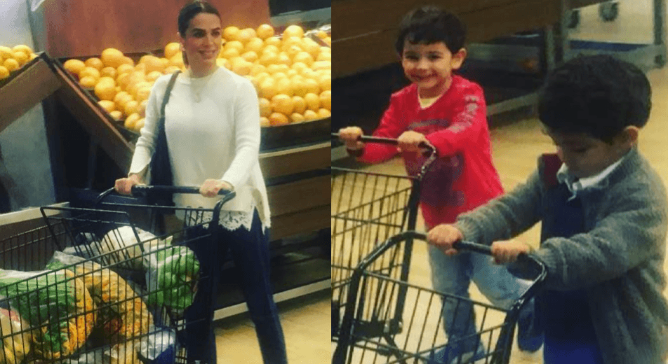 A Bibi Gaytán le encanta estar junto a sus mellizos, Manuel y Daniel, y va con ellos a todas partes.