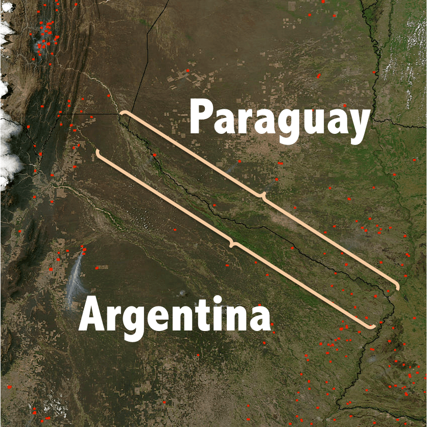 Zona fronteriza del rio Pilcomayo entre Paraguay y Argentina
