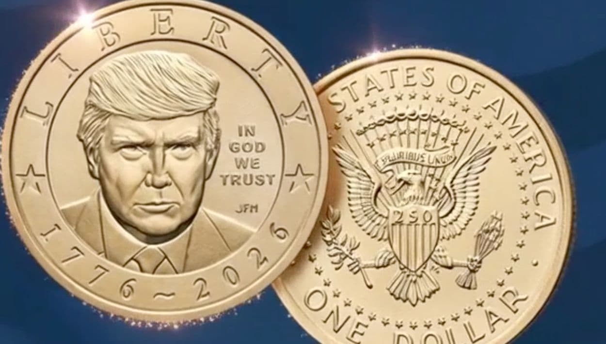 La nueva moneda conmemorativa de Estados Unidos por los 250 años de su independencia incluye la imagen del presidente Donald Trump.