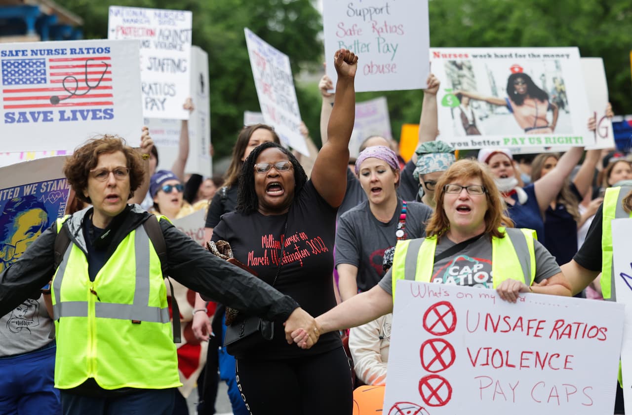 La Marcha Nacional de las Enfermeras ocupó las calles de Washington DC con miles de profesionales de la salud en exigencia de mejores condiciones de trabajo y de vida.