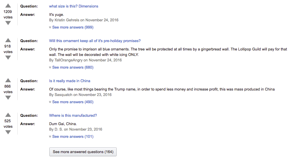 Los usuarios de Amazon se hacen preguntas sobre el producto navideño