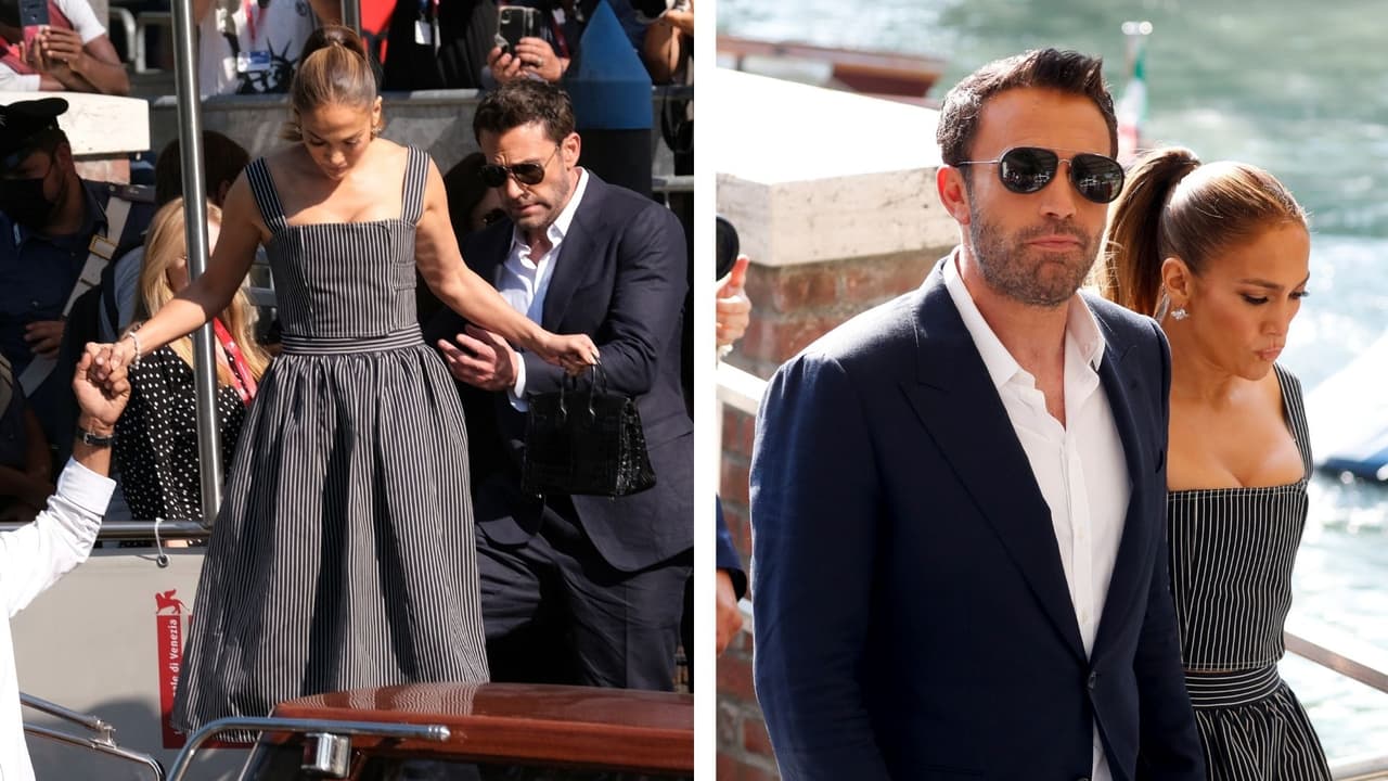 JLo usó un top de escote cuadrado y una falda para su paseo en yate con Affleck.