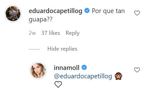 El 10 de junio, el joven comentó una de sus publicaciones donde la elogió: "¿Por qué tan guapa?".
<br>