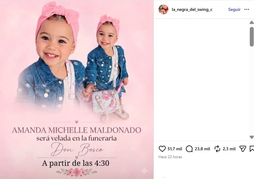 ‘La Negra del Swing’ dio a conocer dónde se realizará la velación en honor a Amanda Michelle.