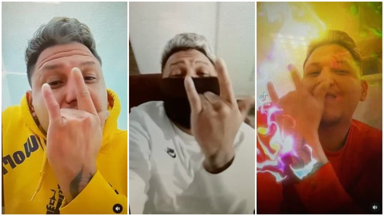 Estas otras imágenes incluidas en la Moción de Detención presentada por el Distrito Medio de Georgia muestra al sospechoso Diego Ibarra haciendo señas con las manos que para las autoridades son utilizadas por la banda venezolana.