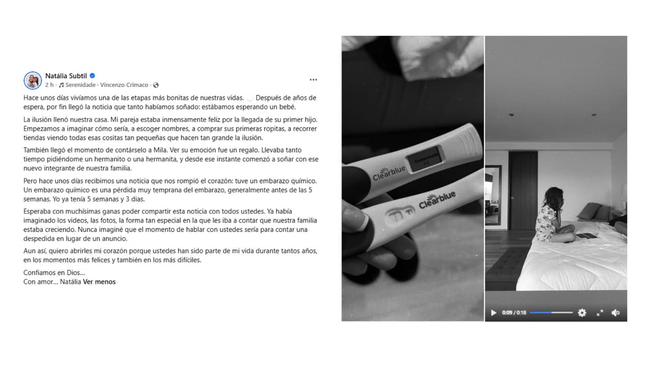 Así dio a conocer Natália Subtil la pérdida de su embarazo.
