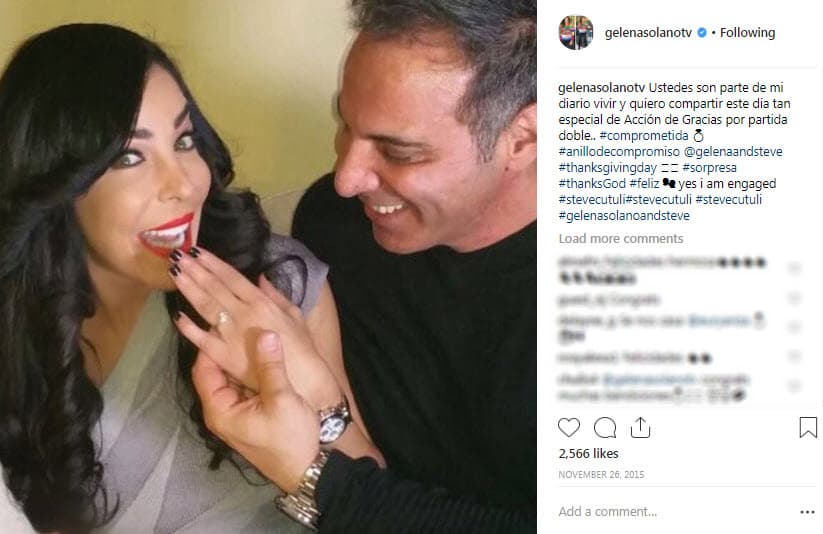 Steve Cutuli le pidió a Gelena Solano que se convirtiera en su esposa el 26 de noviembre de 2015, justo el día en que se celebró el día de Acción de Gracias.