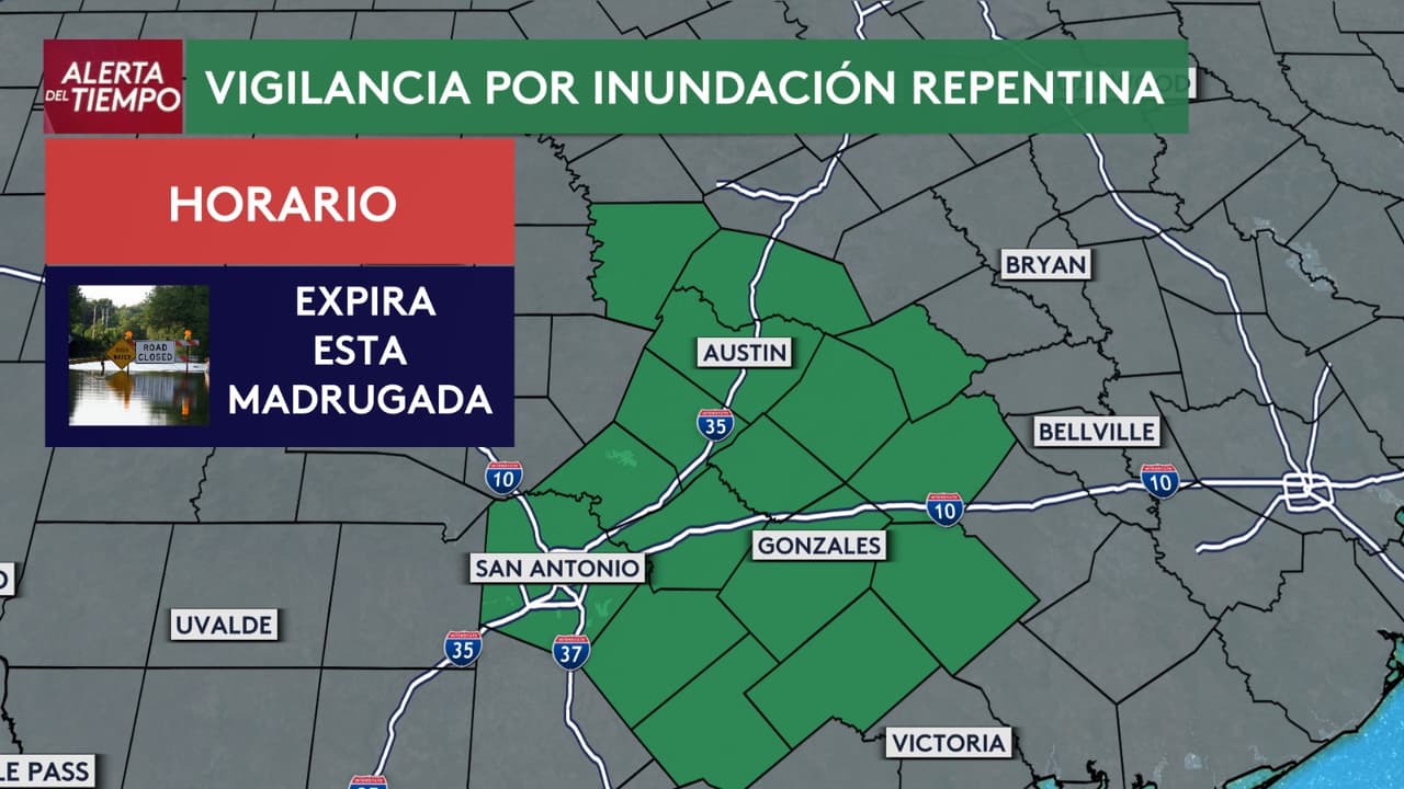 La vigilancia por inundación Rrepentina permanece vigente hasta la 1:00 am para gran parte del Centro de Texas.
<br>
<br>Las tormentas que se desarrollen esta tarde y noche podrían dejar lluvias intensas en poco tiempo, aumentando el riesgo de inundaciones urbanas y acumulación de agua en calles y carreteras.
<br>
<br>⚠️ Si tienes planes esta noche, especialmente para ver a los Spurs, mantente atento a las condiciones del tiempo y nunca cruces áreas inundadas.