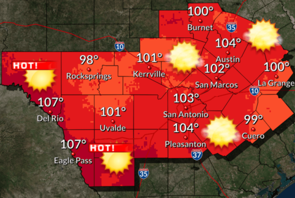 Advertencia de calor extremo por índices de hasta 112 grados en algunas regiones del centro de Texas