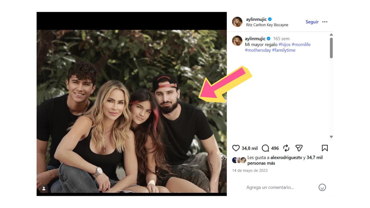 Aylín Mujica junto a sus tres hijos.