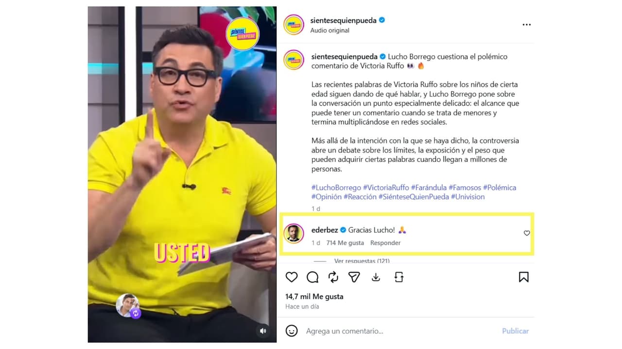 Eugenio Derbez agradeció los comentarios de Lucho Borrego en ¡Siéntese Quien Pueda!