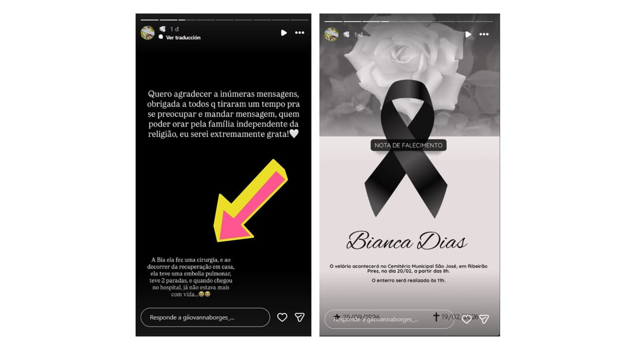 Bianca Dias habría sufrido una embolia pulmonar.