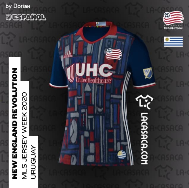 <b>New England Revolution = Selección de Uruguay</b>
<br>El uruguayo Joaquín Torres García fue el creador del universalismo constructivo, un importante movimiento artístico de inicios del siglo XX. Esa escuela influyó en esta reinterpretación de la camiseta de New England Revolution, un club que desde hace años cuenta con el 'charrúa' Diego Fagúndez en sus filas.