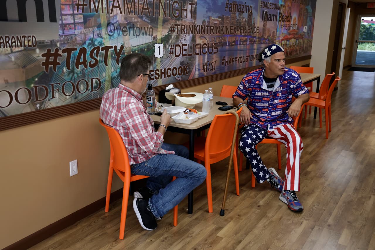 HIALEAH, FL - NOVEMBER 8: Supporters arrive at the venue as former U.S. President Donald Trump is set to deliver remarks at The Ted Hendricks Stadium at Henry Milander Park on November 8, 2023 in Hialeah, Florida. Even as Trump faces multiple criminal indictments, he still maintains a commanding lead in the polls over other Republican candidates. (Photo by Alon Skuy/Getty Images)