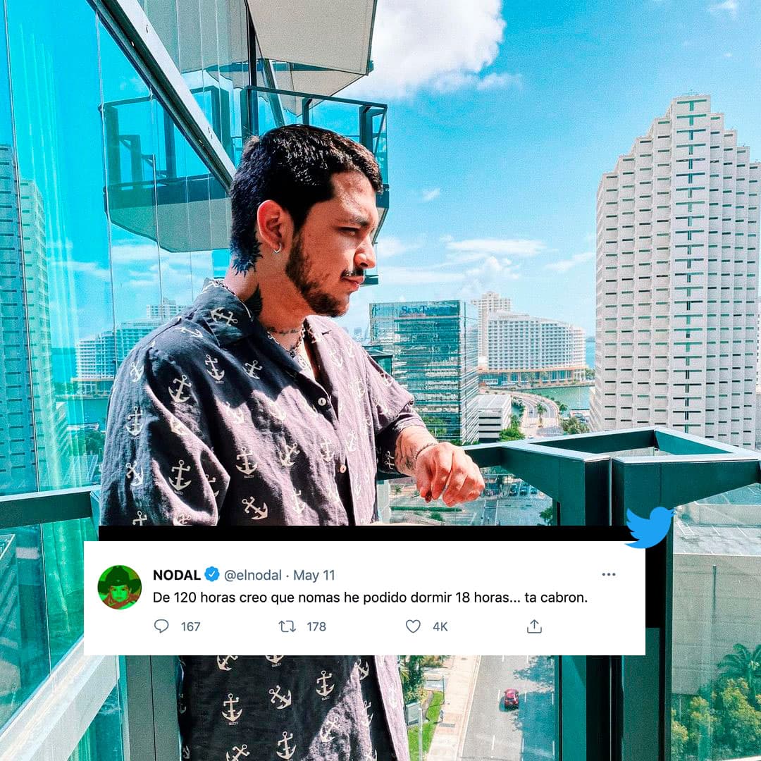 “De 120 horas creo que no más he podido dormir 18 horas…ta cabrón”, escribió el cantante.