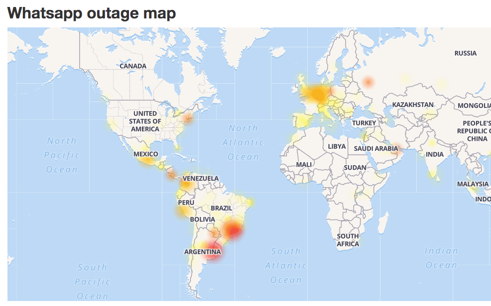 Mapa de reportes de caída de Whatsapp de la web
<a href="https://downdetector.com/status/whatsapp">downdetector.com</a>