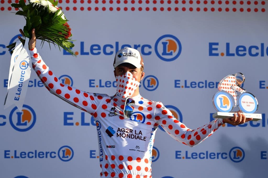 Del equipo AG2R La Mondiale, el francés Benoit Cosnefroy celebrando.