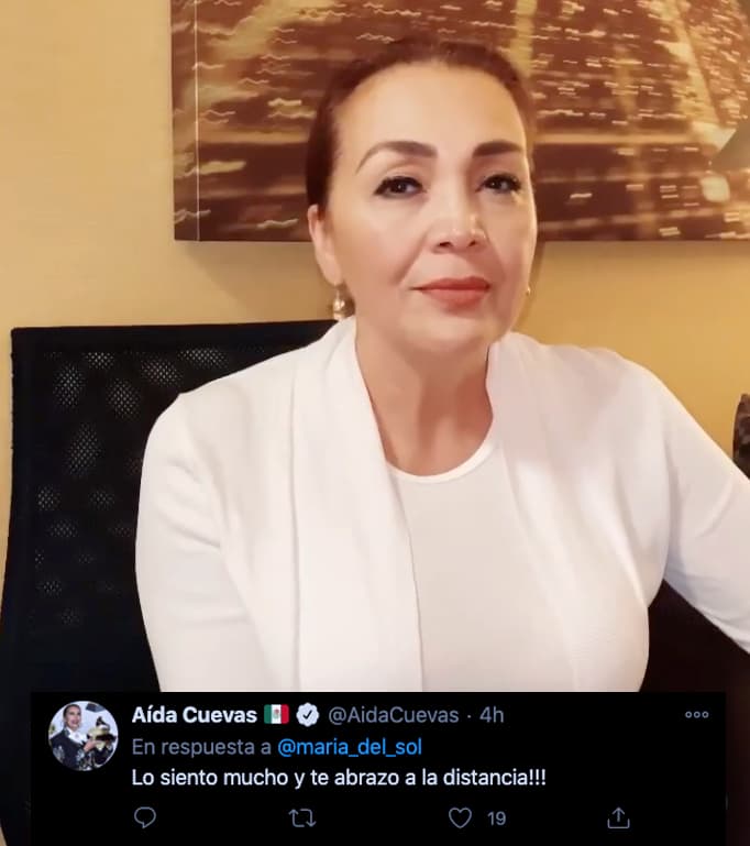 La cantante Aída Cuevas envió sus condolencias a María del Sol: "Lo siento mucho y te abrazo a la distancia".