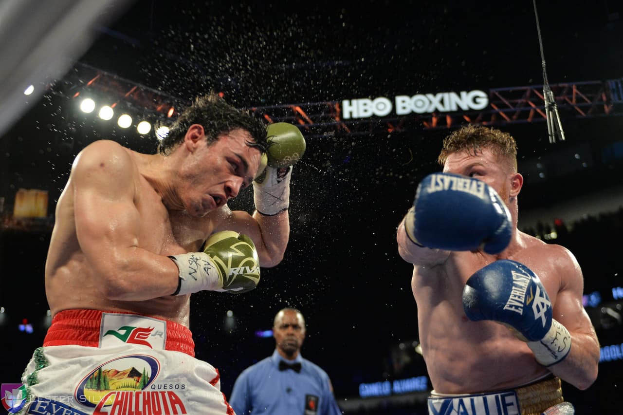 Te acercamos a los golpes que se dieron Saúl 'Canelo' Álvarez en contra de Julio César Chávez Jr., imágenes que te harán sentir en el ring.
