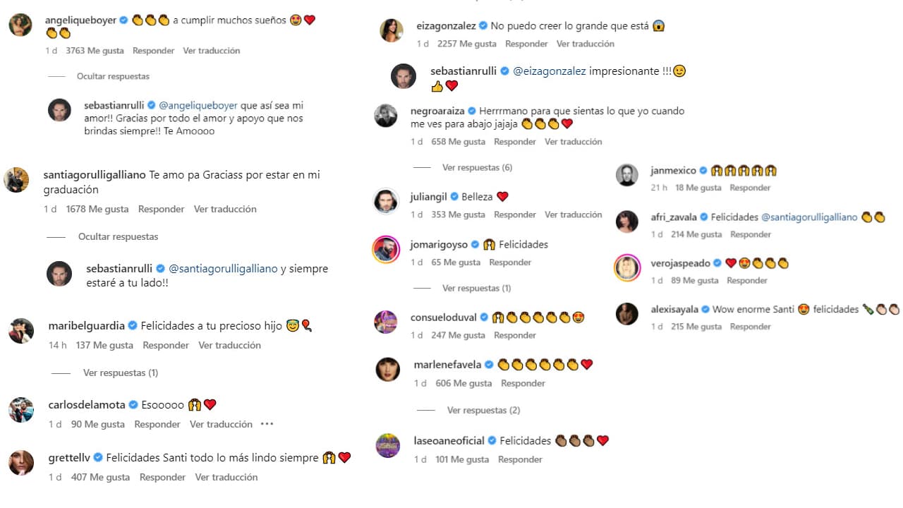 Famosos reaccionan a la graduación de Santiago Rulli.