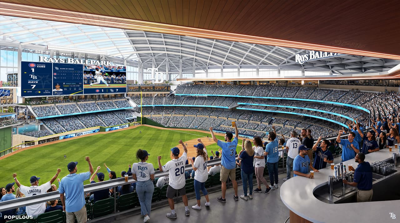 El techo translúcido de ETFE permitirá el paso de la luz natural mientras protege a los aficionados del calor y las tormentas de Florida. El diseño busca combinar las ventajas de un estadio cubierto con la sensación de un parque al aire libre.
