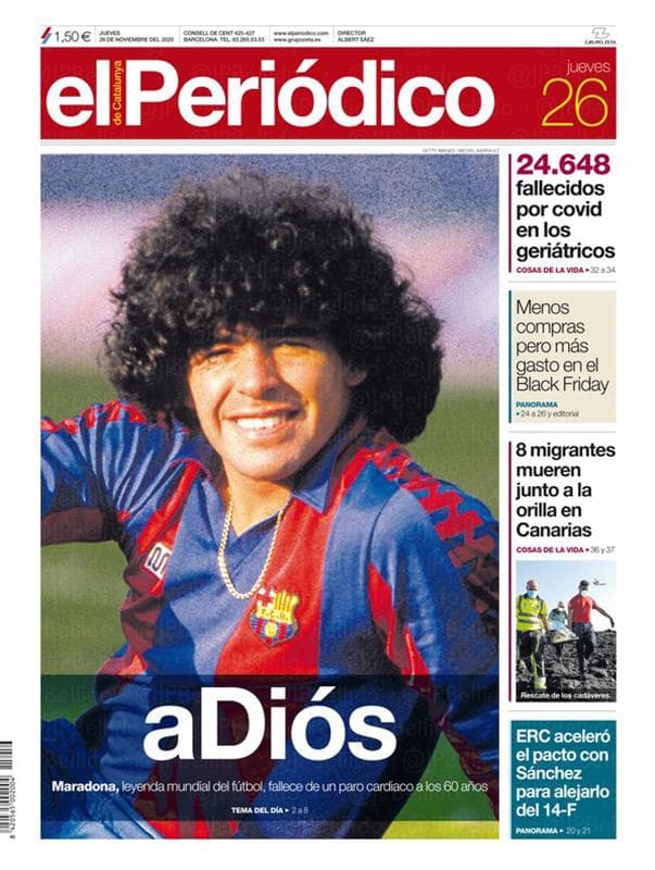 Así reaccionó la prensa mundial al fallecimiento de Maradona | El deceso de la leyenda argentina ocupó las portadas de los principales diarios alrededor del mundo.