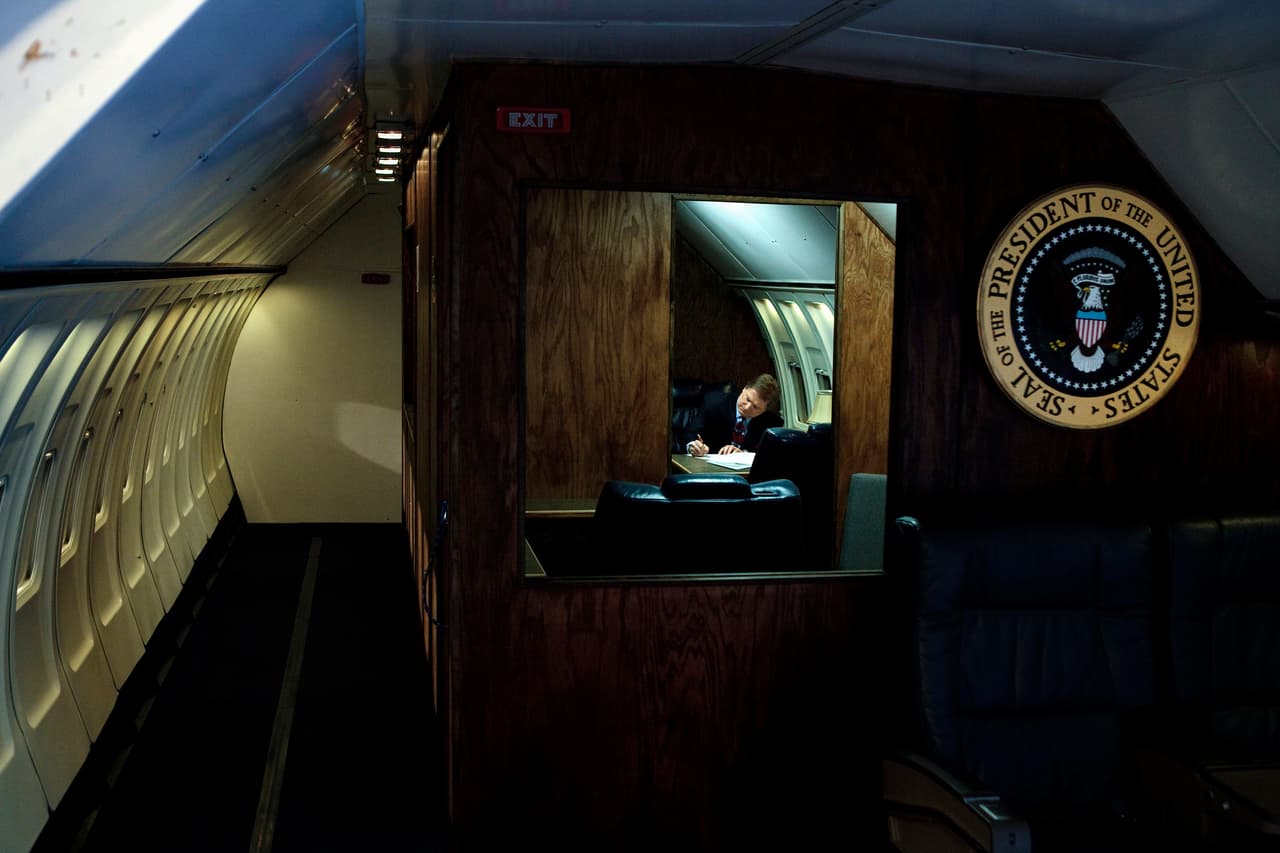 <b>Intimidad presidencial.</b> Espacio interior del avión presidencial, 2009.