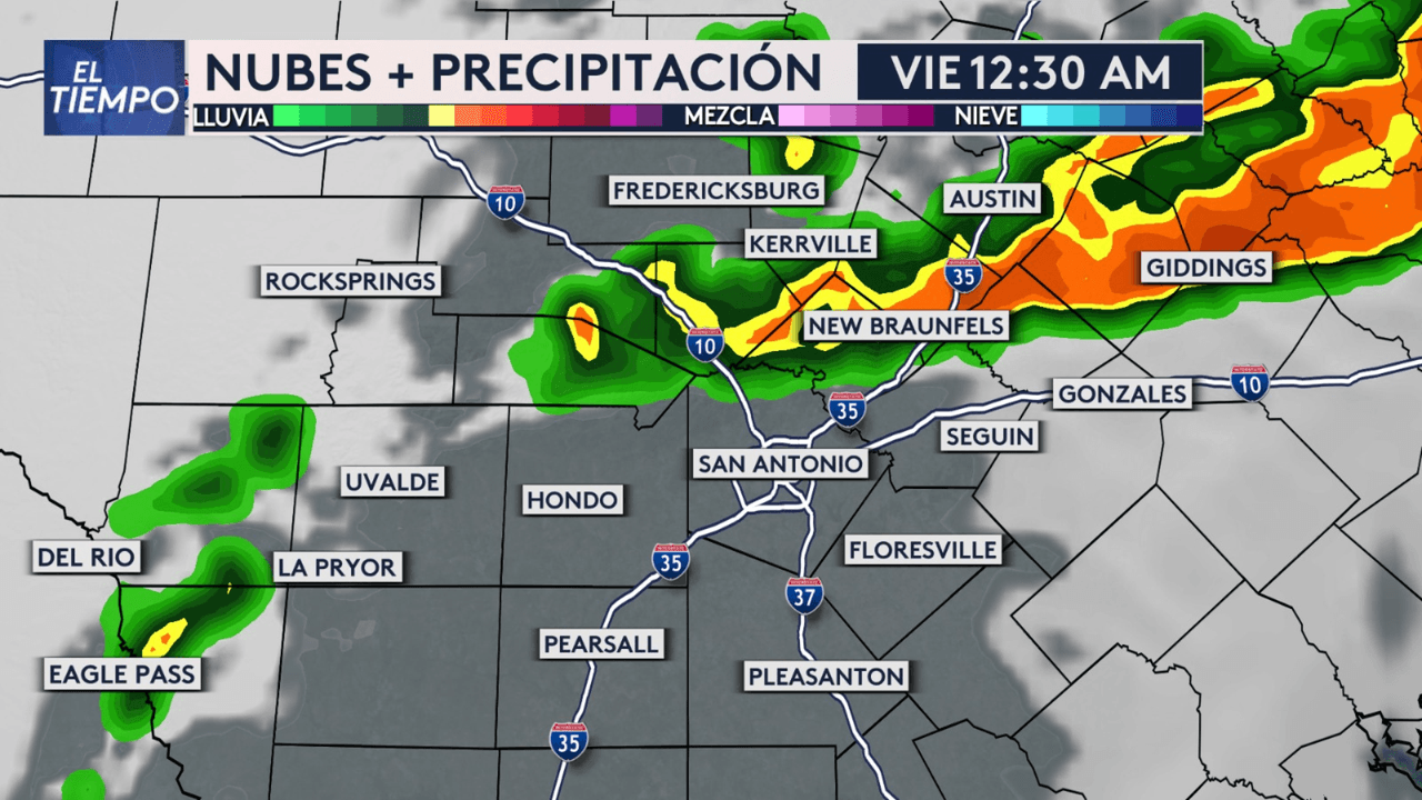 La línea de tormentas avanzará por sectores al este de la I-35 y se moverá hacia San Antonio.