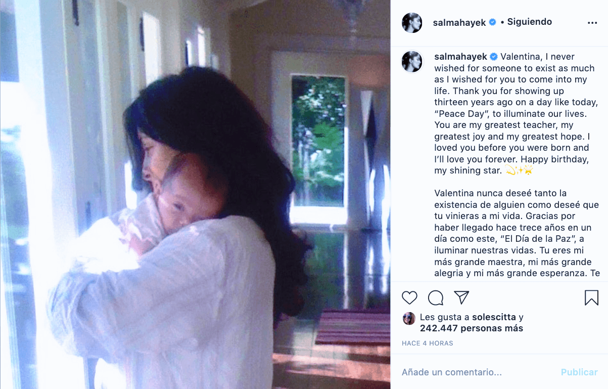 "Tú eres mi más grande maestra, mi más grande alegría y mi más grande esperanza. Te amé antes de que nacieras y te amaré por siempre. Felicidades mi estrella brillante", se puede leer en su cuenta.