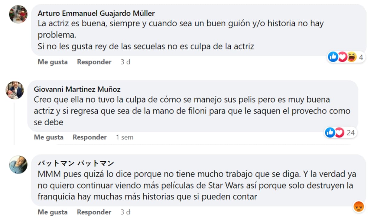 Reacciones de fans de 'Star Wars'.