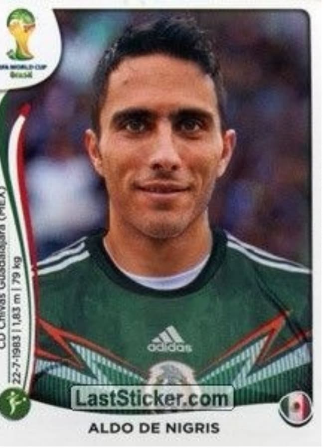 Aldo De Nigris tuvo dos apariciones en el Panini en 2002 y en 2014, Mundiales en los que no fue con México a la gran cita.