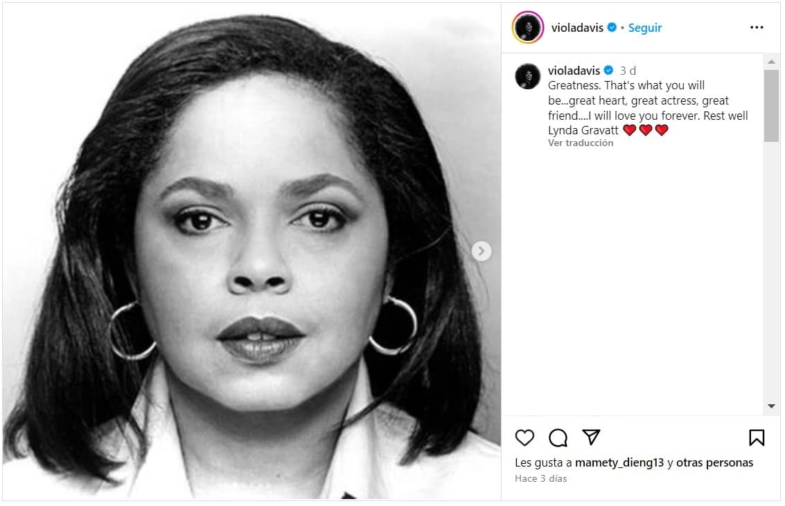 Viola Davis despidió a Lynda Gravátt.