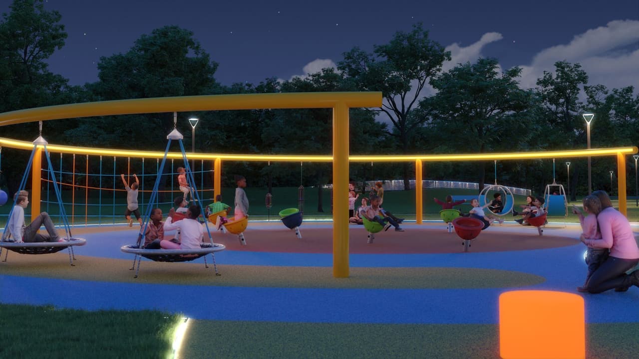 Además,
<b>podrán disfrutar de una tirolina, una zona giratoria, asientos luminosos, columpios y un desafiante curso de obstáculos</b>, todo iluminado por vibrantes luces LED. Si bien “Joya” garantiza diversión durante el día,
<b>cobra vida al anochecer con características interactivas que permiten disfrutar del juego tanto de día como de noche</b>.