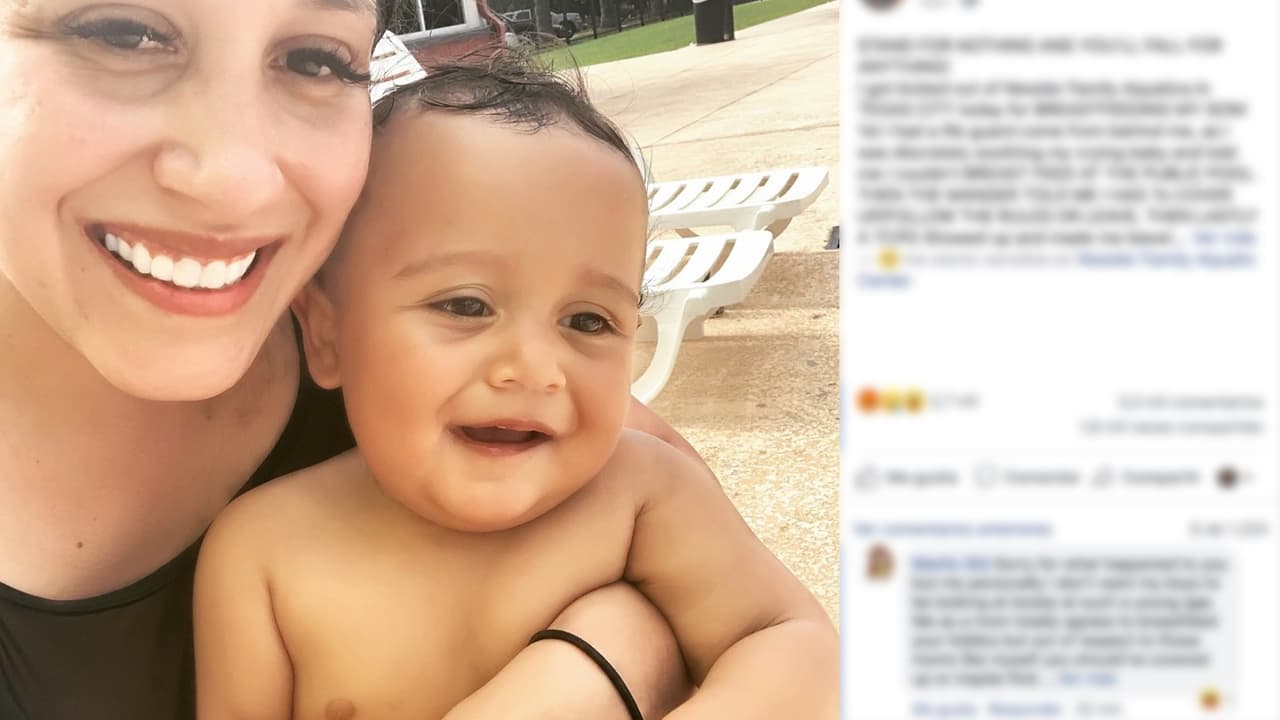 La mujer publicó lo ocurrido en las redes sociales y al día siguiente un grupo de madres se dio cita en el lugar para manifestarle su apoyo y alimentaron a sus bebés afuera del parque acuático.