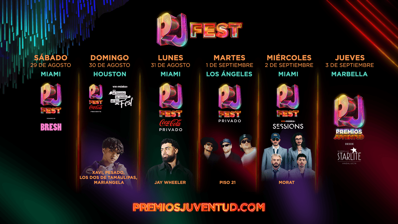 Calendario eventos PJ Fest Premios Juventud 2026